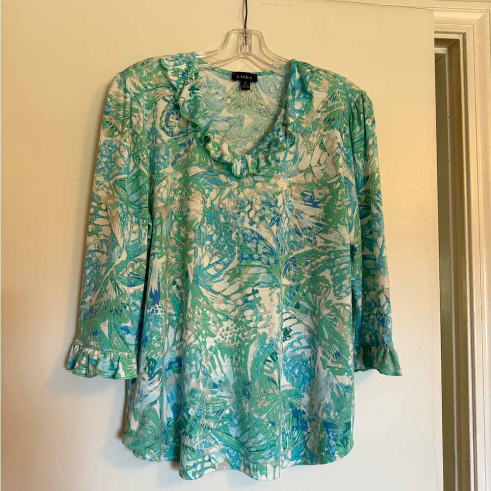 Links Green and Blue Women's Top